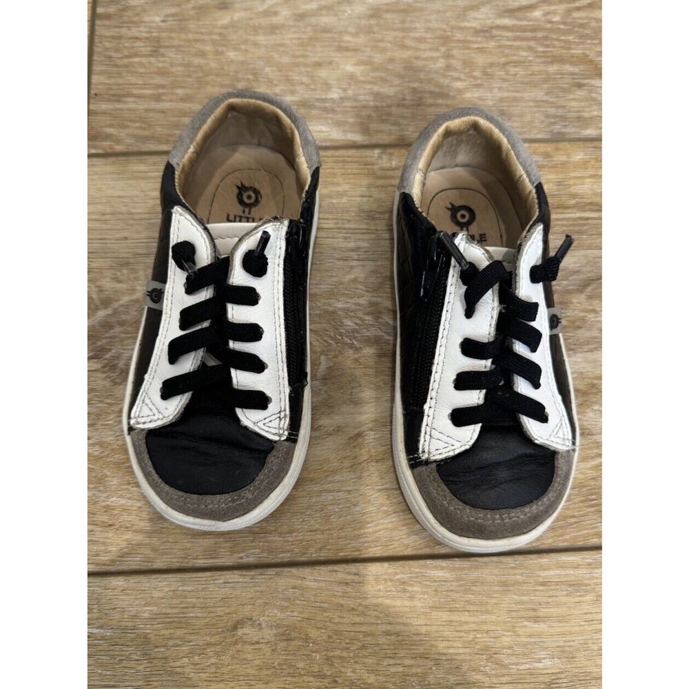 Old Soles Toddler Boys Leather Black White Zipper Stretch Lace Sneaker Sz 8 US - Picture 4 of 10